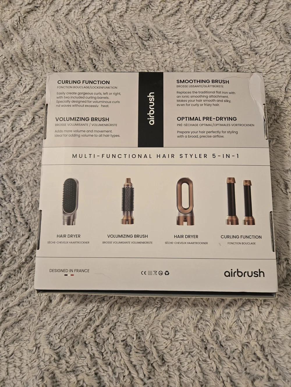 Airbrush 5-in-1 Women’s Hair Styler — Rose Gold and White